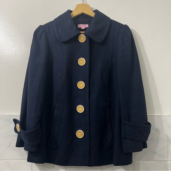 Lilly Pulitzer 3/4 Sleeve Coat Jacket 4 Linen Preppy Academia Coastal Career - Picture 2 of 14